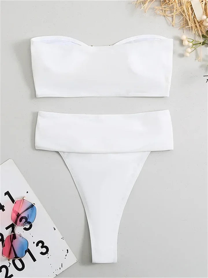 Luxury Metal Designer High Waist Bikini Set