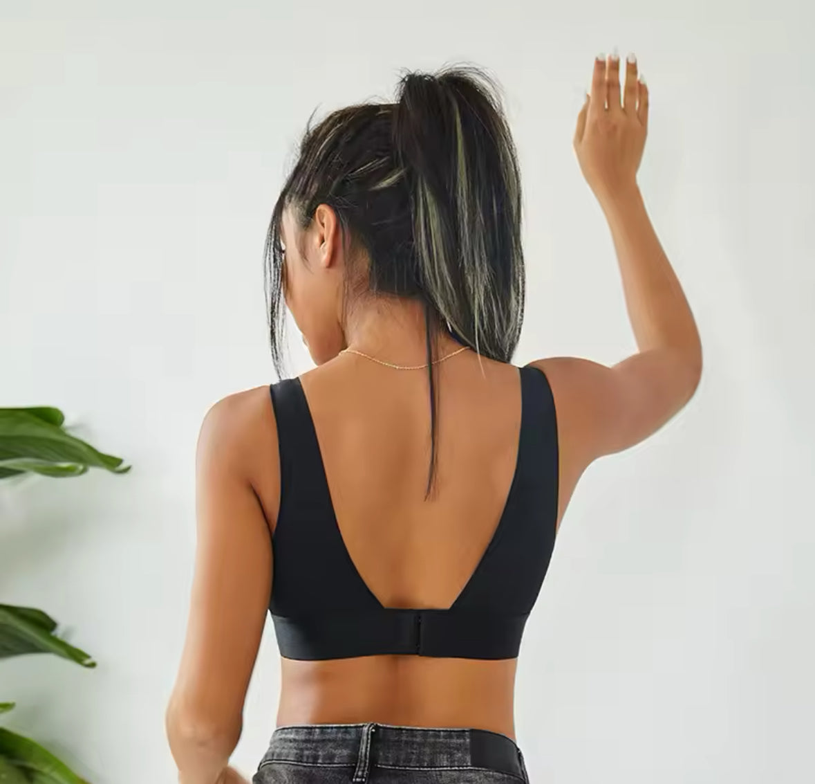 Black deep V push-up bralette