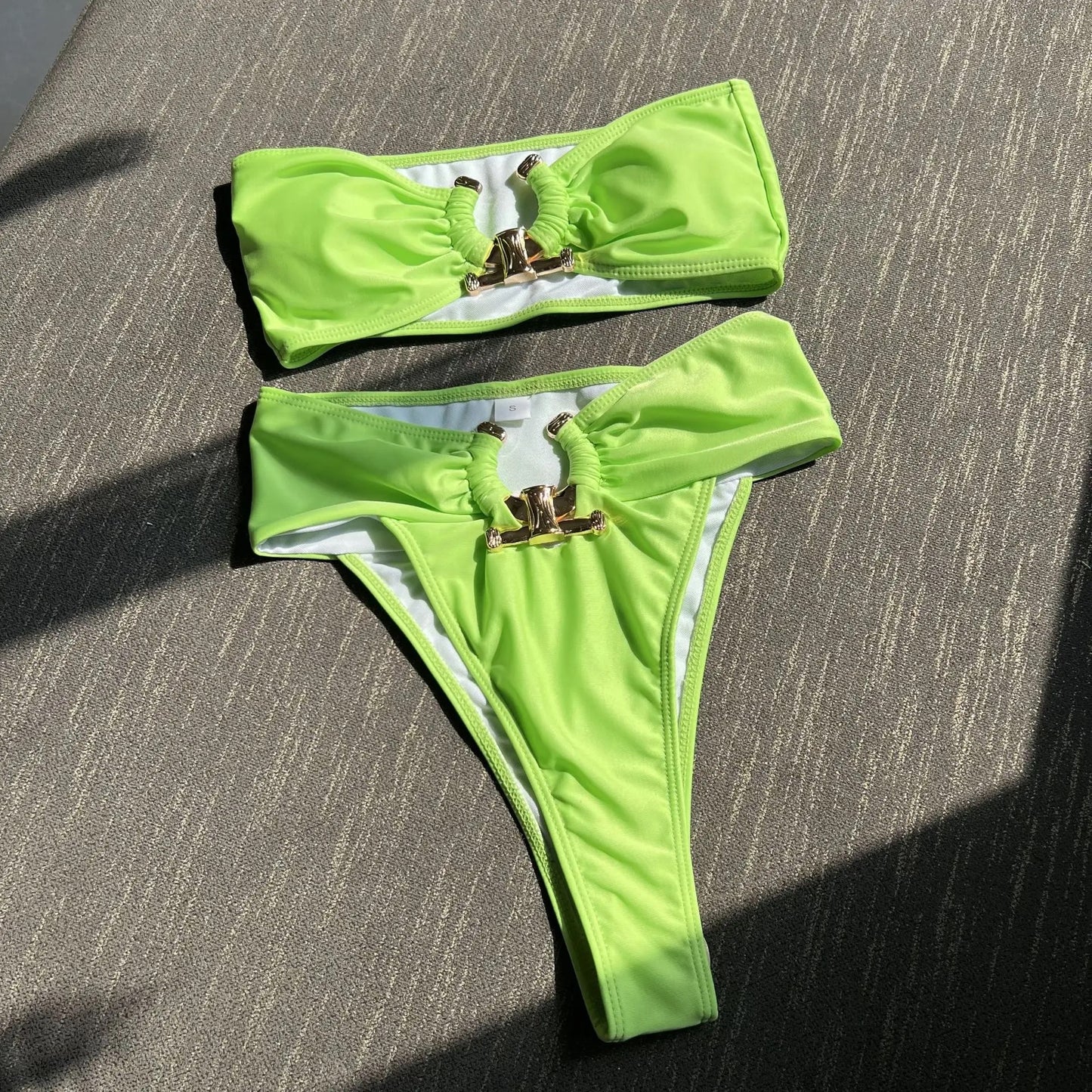 Luxury Metal Designer High Waist Bikini Set