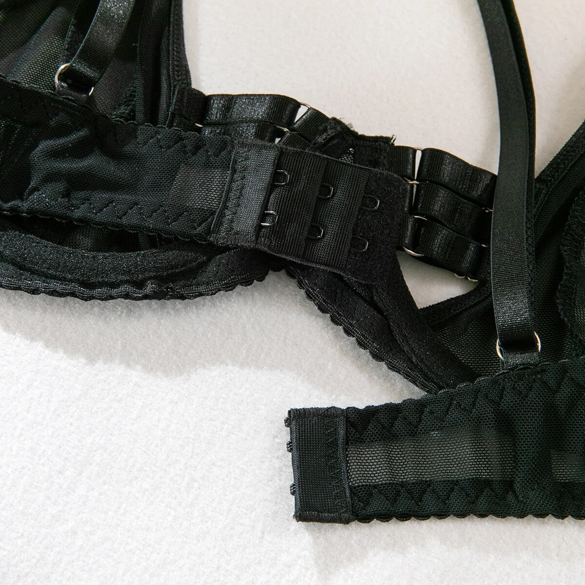 (Elias) 4-Piece Black erotic Garter Lingerie Set