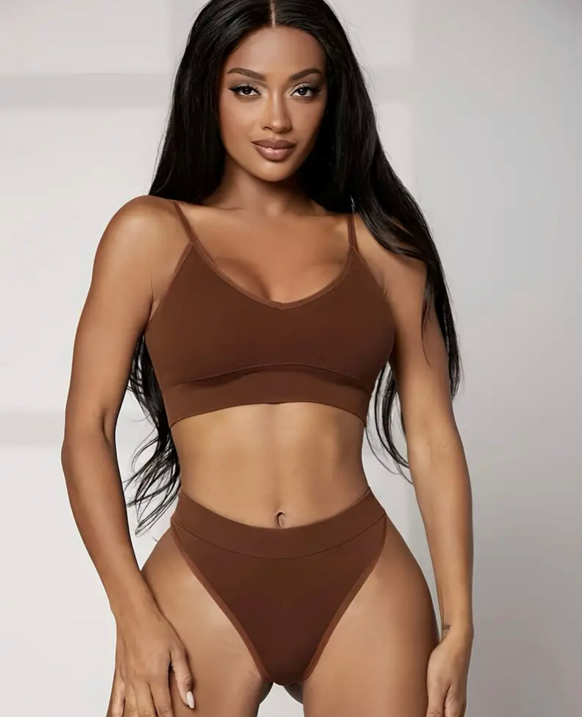 Wireless brown bra set