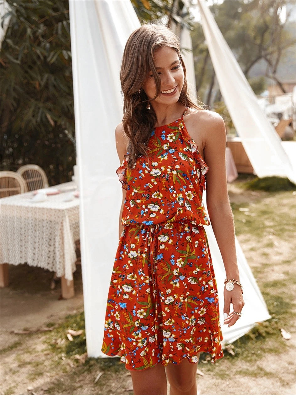 Burnt floral summer dress