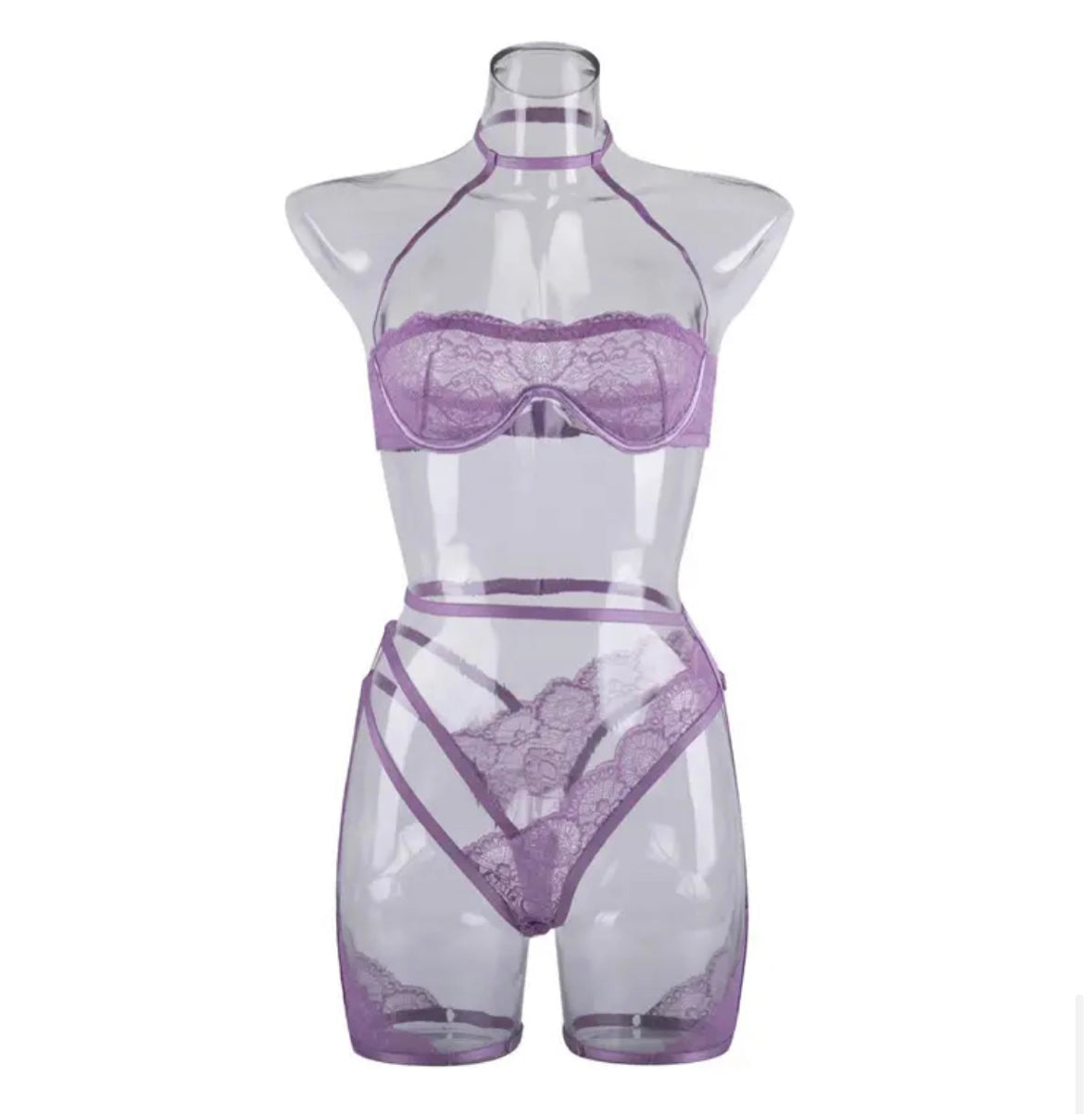 Lavender Asymmetrical 3-Piece Lingerie Set