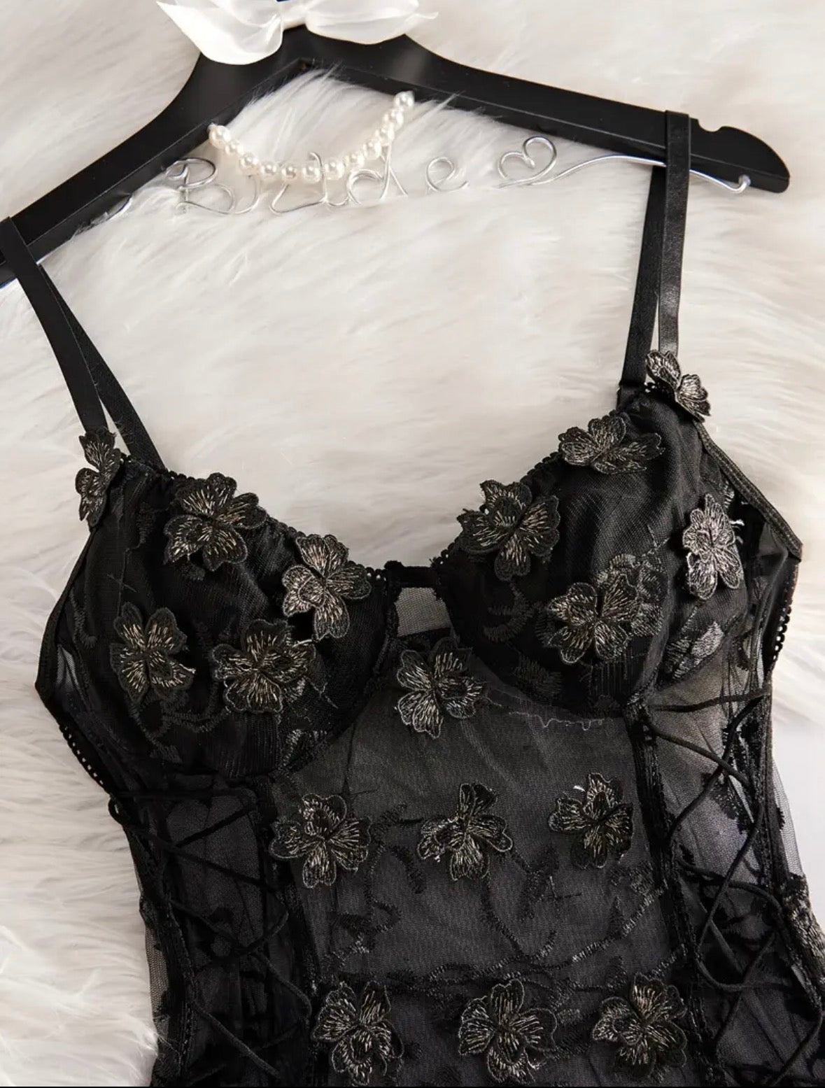 Midnight Bloom Lace Corset Bodysuit