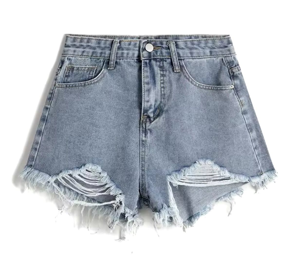 Slim fit wide distressed Denim Shorts