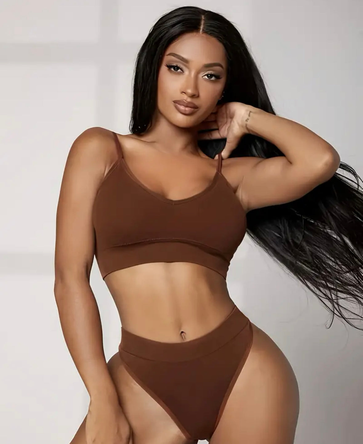 Wireless brown bra set