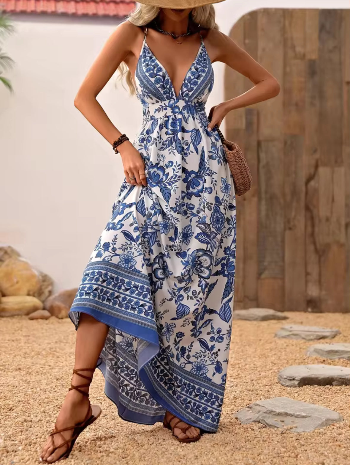 The BAE Boho Bloom Maxi – Effortless Elegance in Blue & White