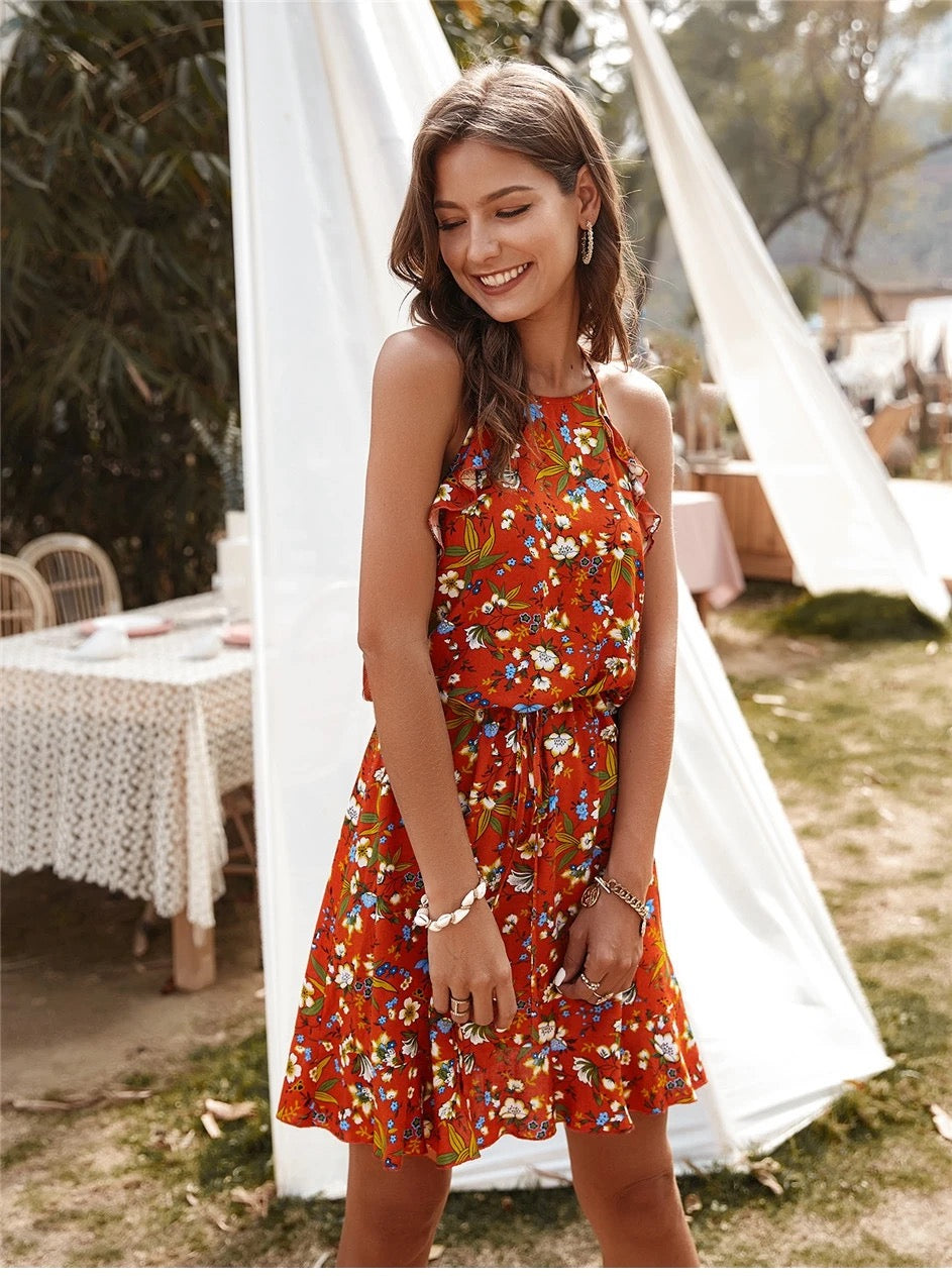 Burnt floral summer dress