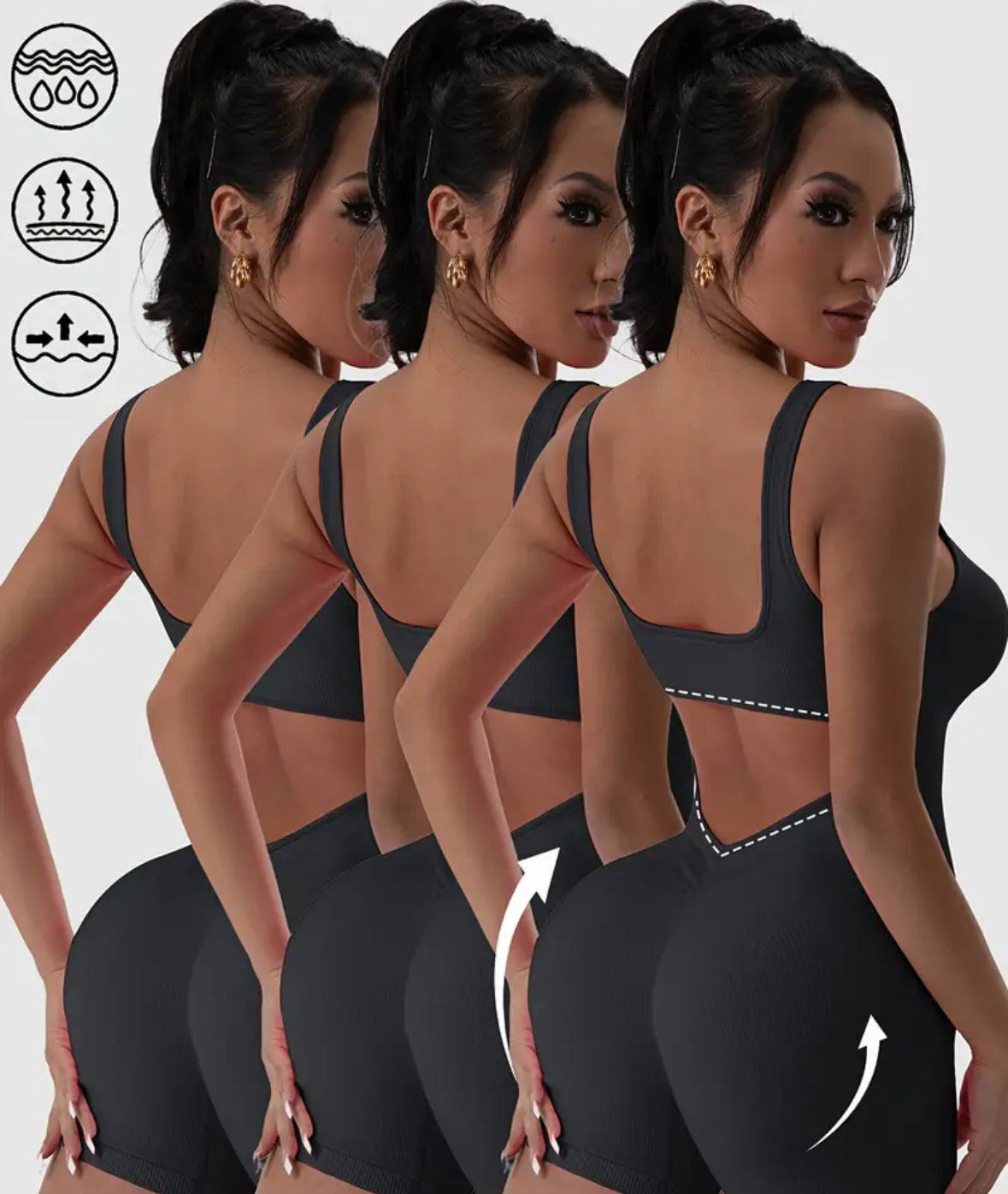 Seamless Sculpt Jumpsuit Set – High-Waisted, Backless, Figure-Enhancing Rompers
