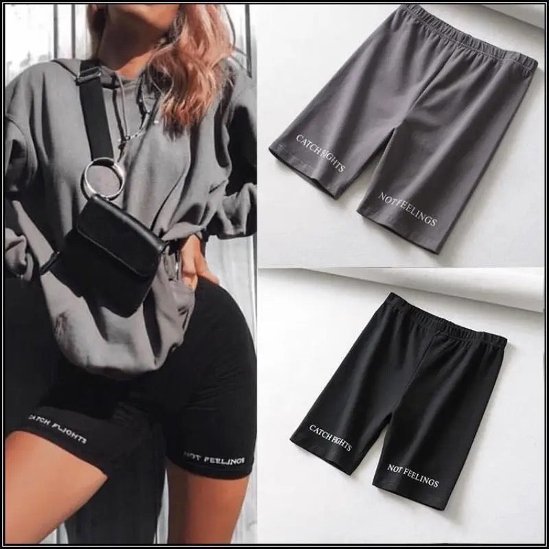 Catch flights not feelings biker shorts