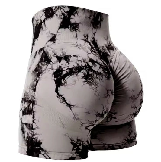 Tie-Dye Sculpt Shorts — Seamless High Waist Booty Lift