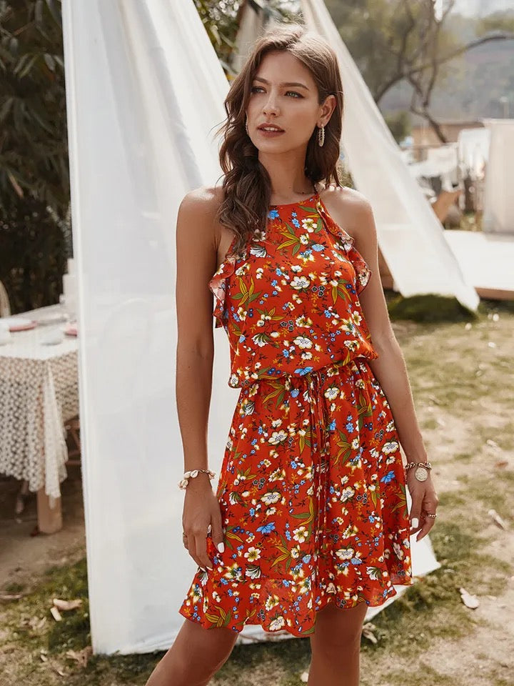 Burnt floral summer dress