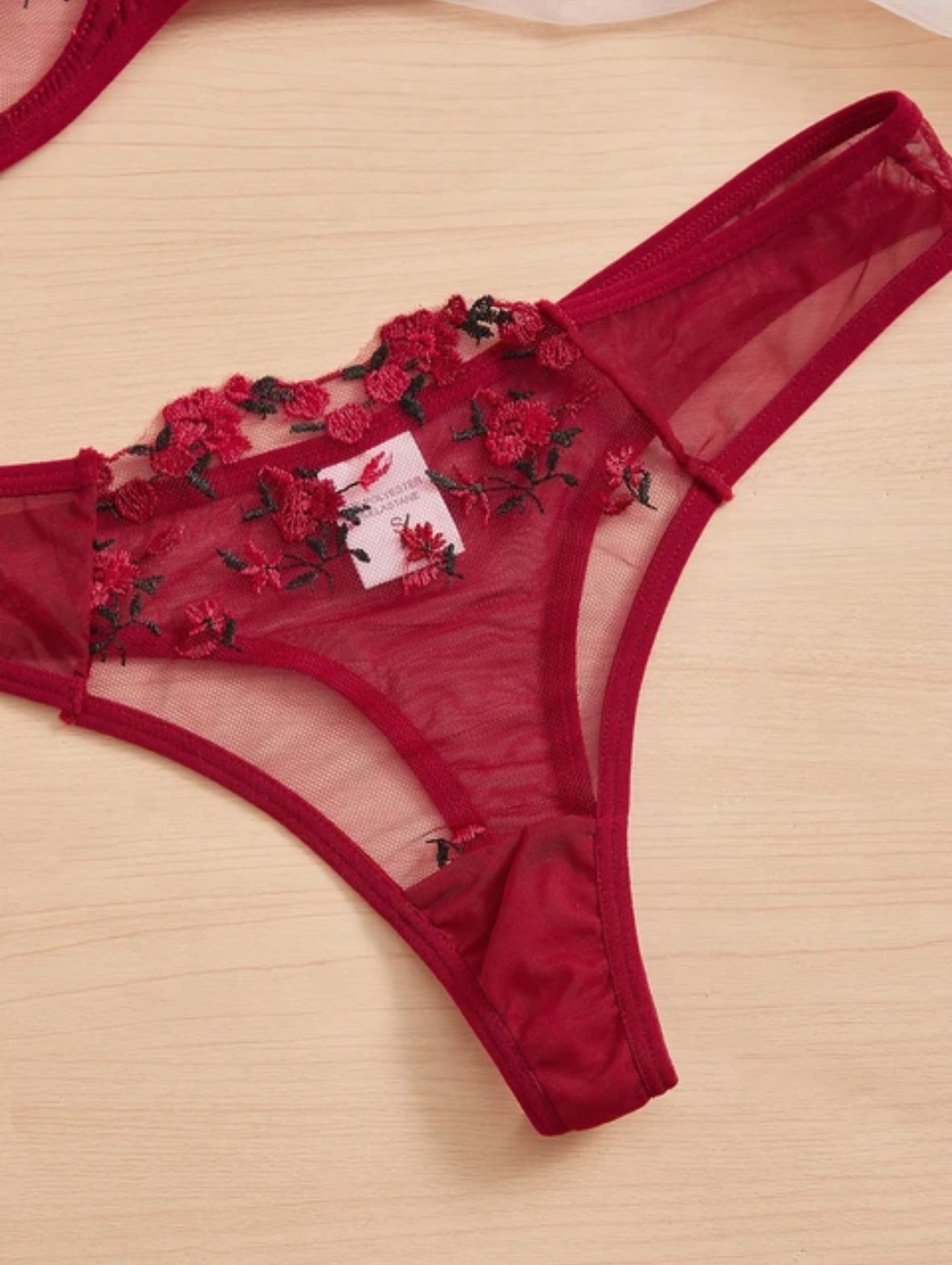 Red and black floral bae night set